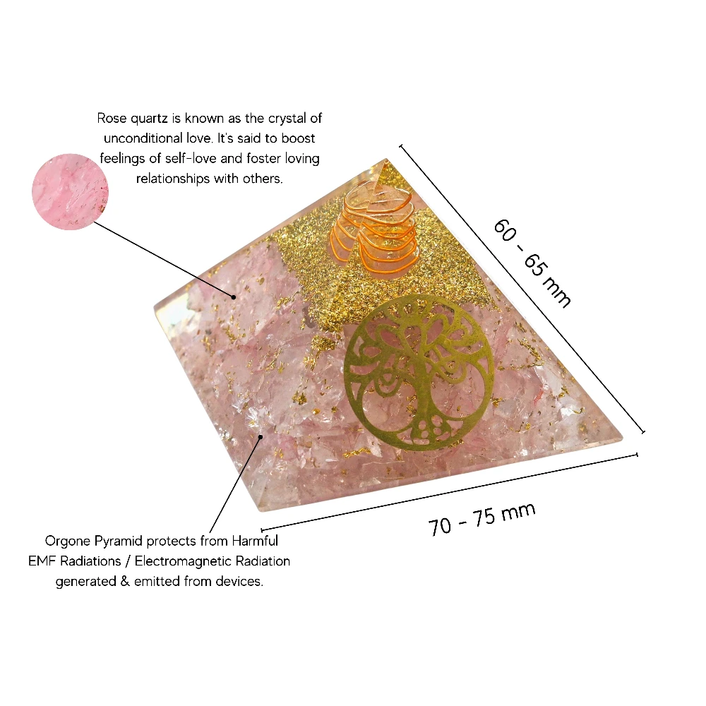 Rose Quartz Orgone Pyramid (TOL Hole Wala)