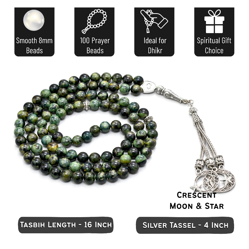 Kambaba Jasper Crystal Tasbih (Silver)