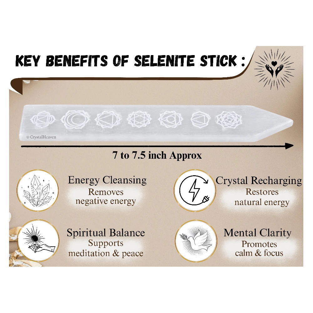 Selenite Charging Plate Stick with Chakra (Pointed)