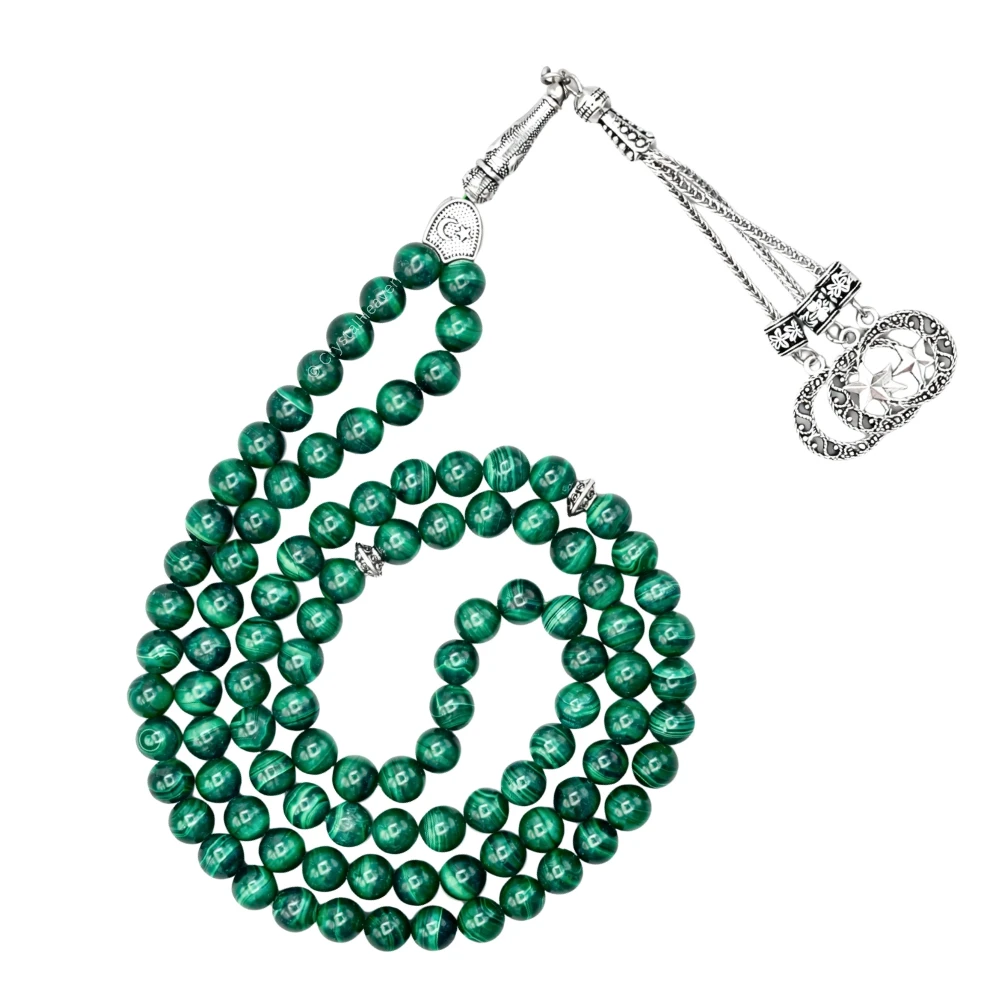 Malachite Crystal Tasbih (Silver)