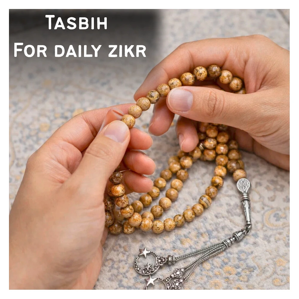 Picture Jasper Crystal Tasbih (Silver)