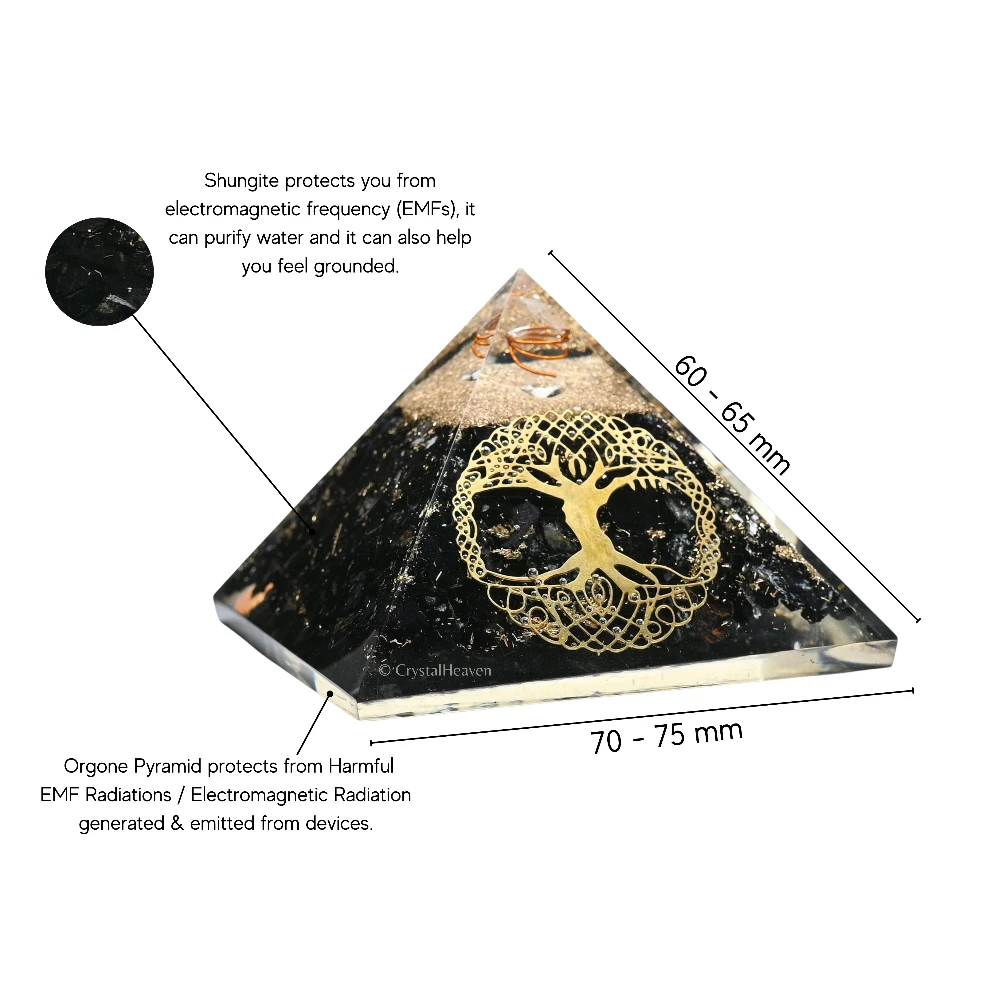 Shungite Orgone Pyramid (Tree Of Life)