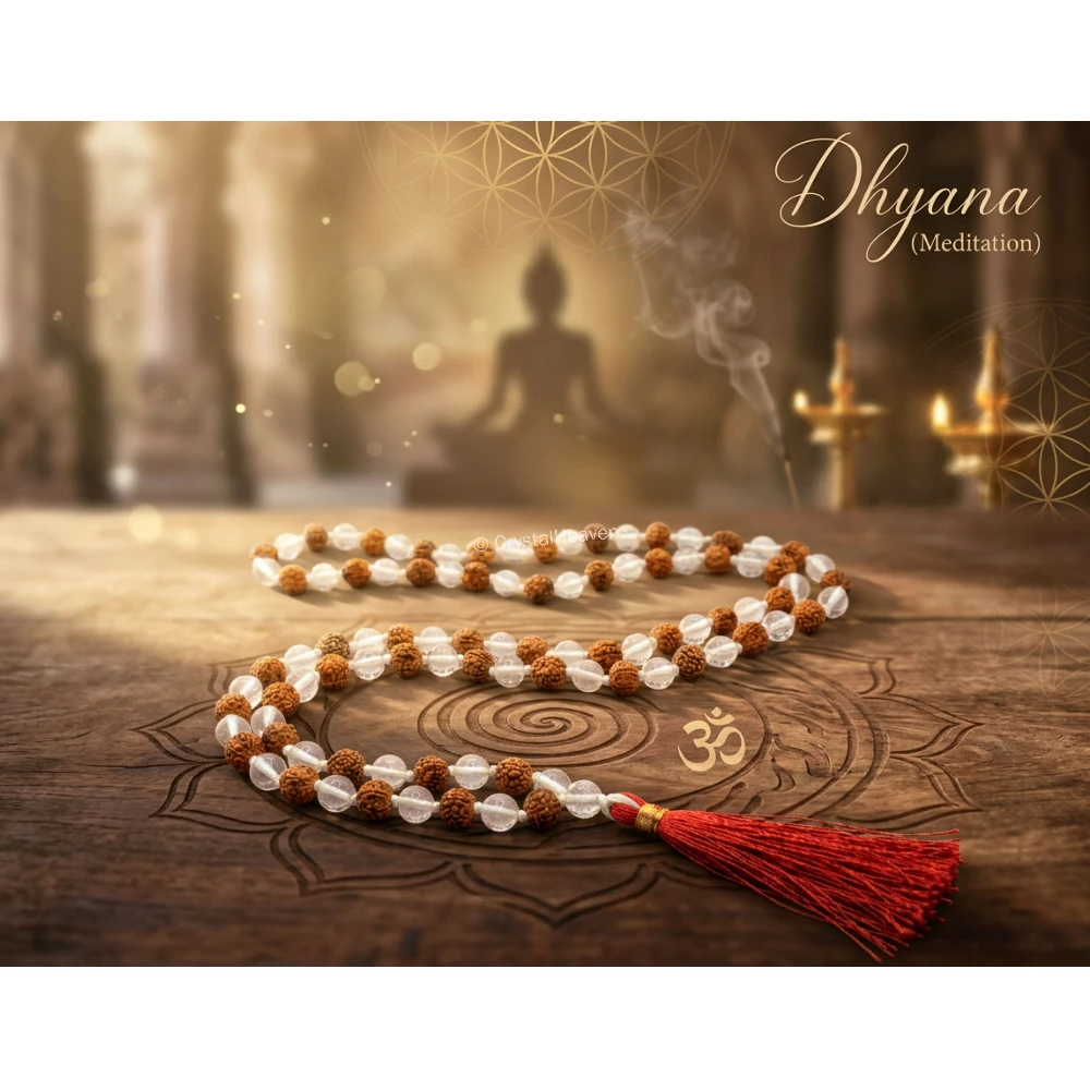 Original Rudraksha Sphatik Mala (Hand Knotted)