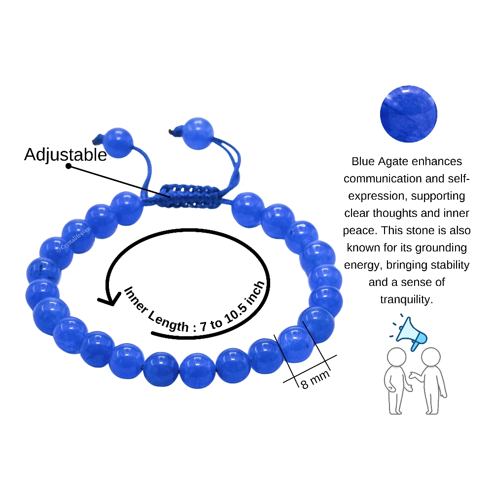 Blue Agate Bracelet (Adjustable)