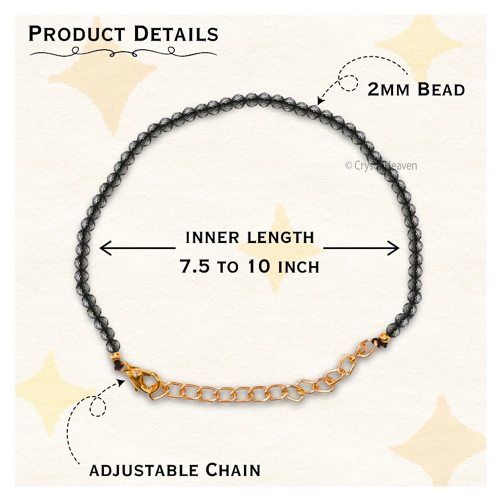 Smoky Quartz Bracelets - 2mm Faceted Beads (Gold)