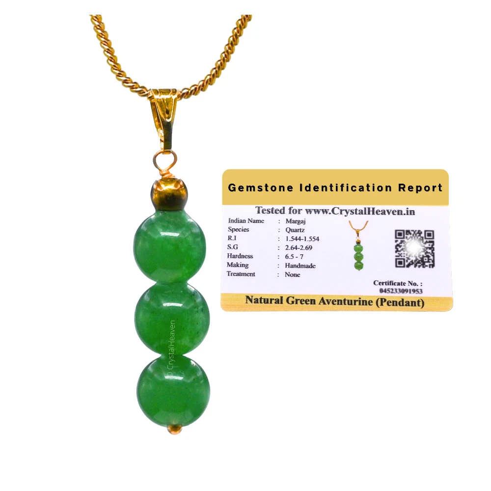 Green Aventurine Crystal Bead Necklace (Gold)
