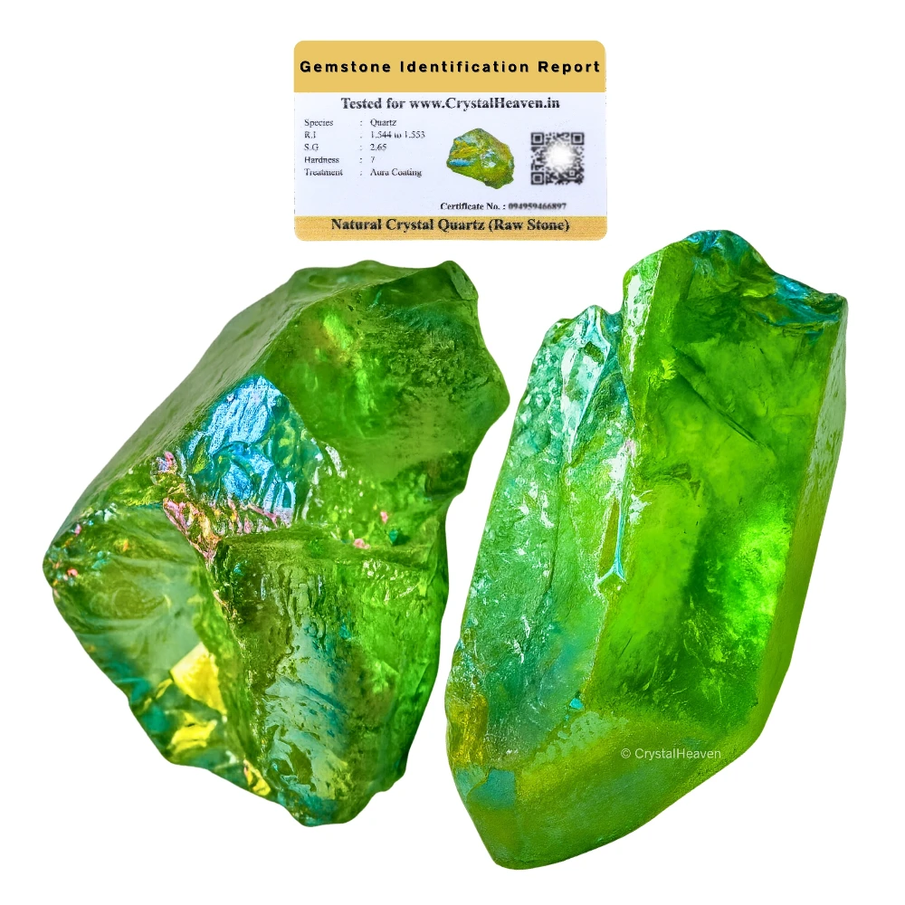 Raw Apple Aura Quartz Crystals (5 Pieces)
