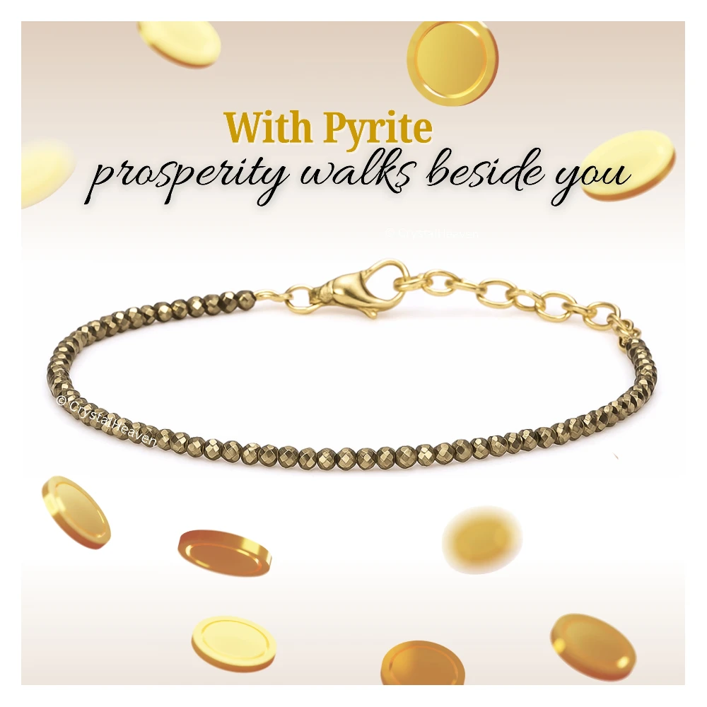 Pyrite Anklet - 2mm Faceted Bead (Gold)