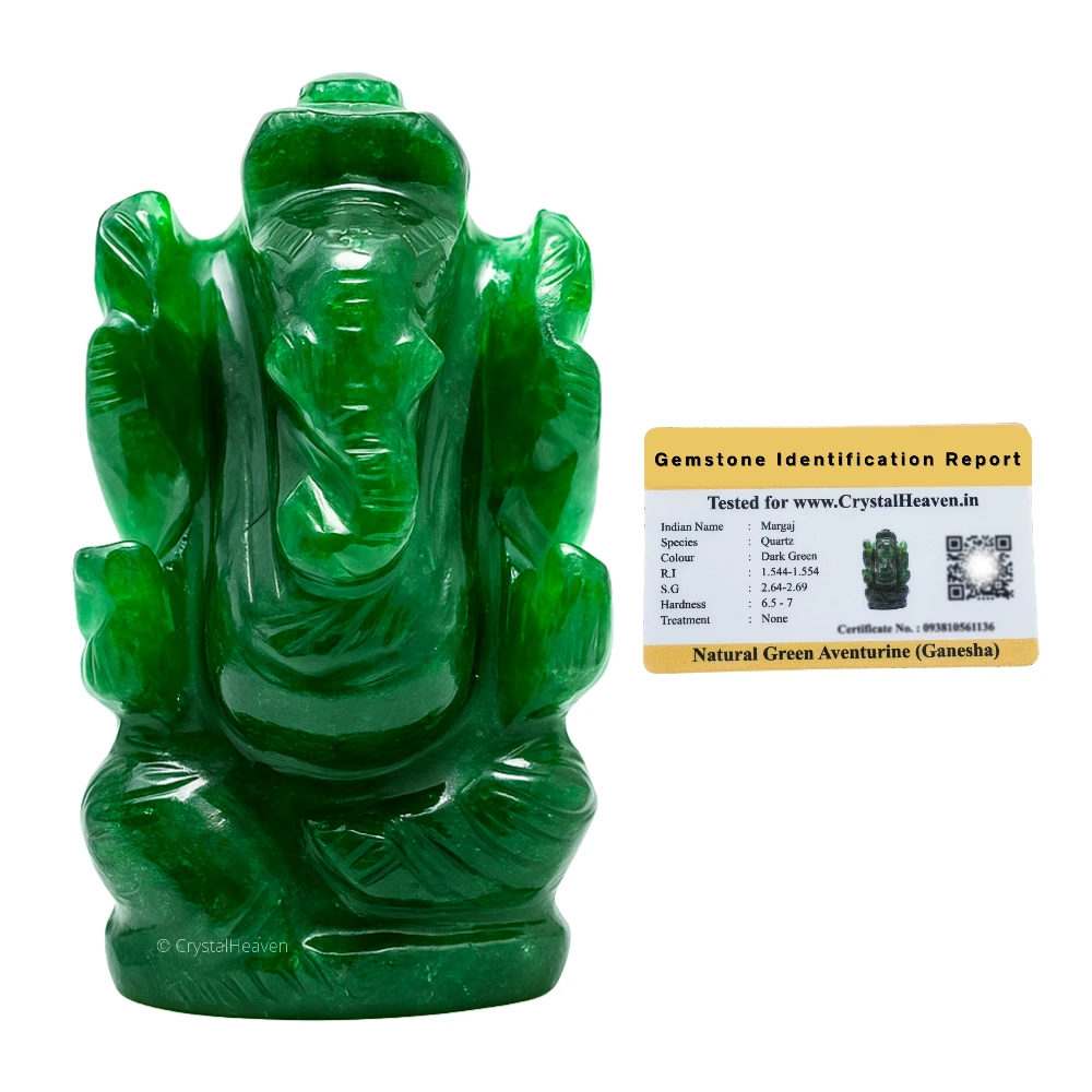 Green Aventurine (Dark) Crystal Ganesh Ganpati