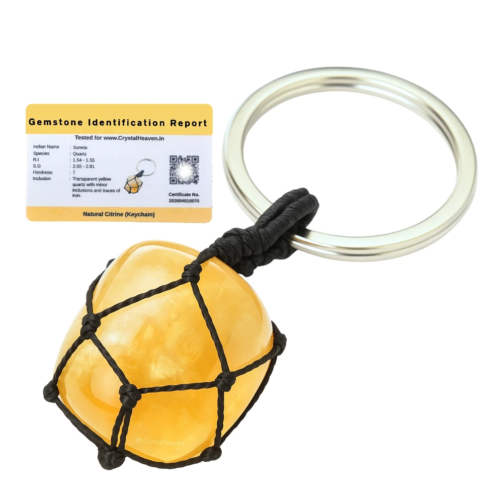 Citrine Crystal Keychain (Macrame Tumbled)