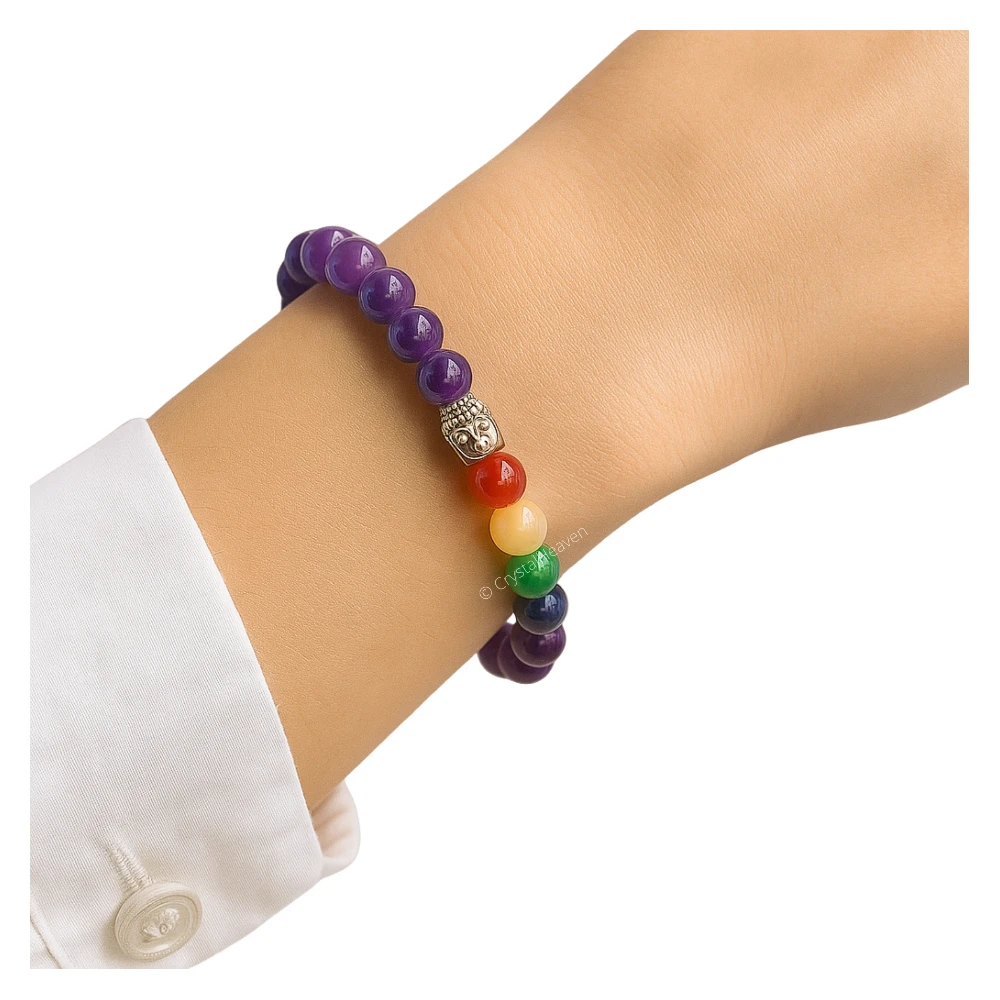 Amethyst Chakra with Buddha Bracelet (Elastic)