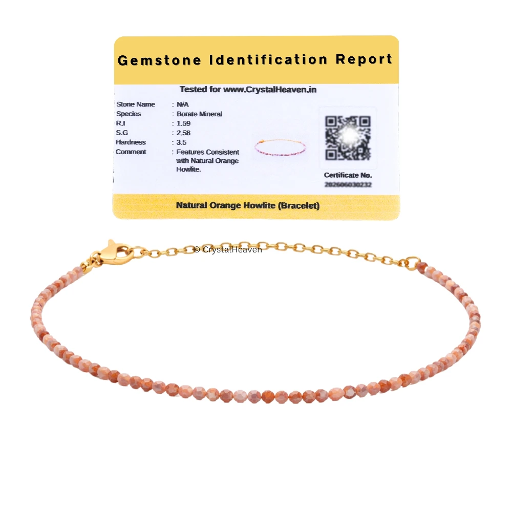 Orange Howlite Bracelets - 2mm Faceted Beads (Gold)