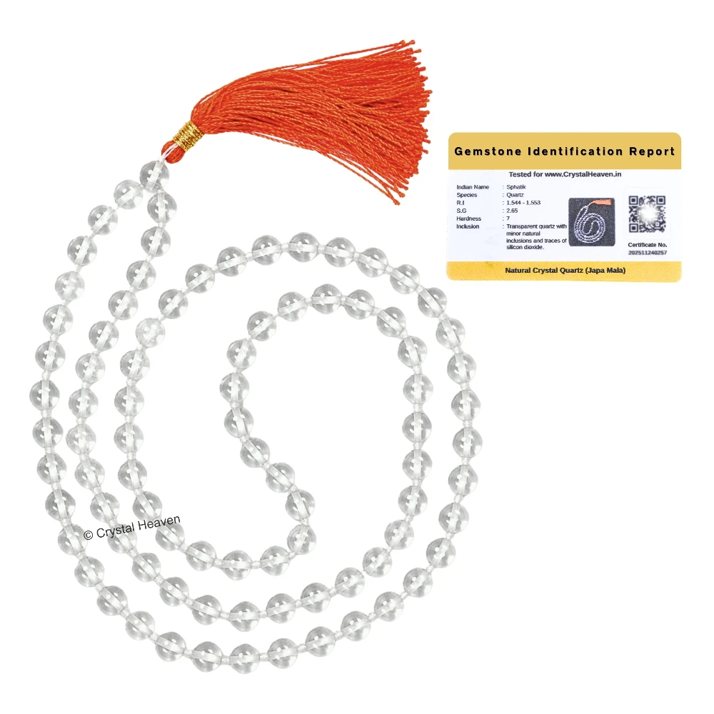 Sphatik Mala - A Grade 108 Beads (6mm) (Hand Knotted)