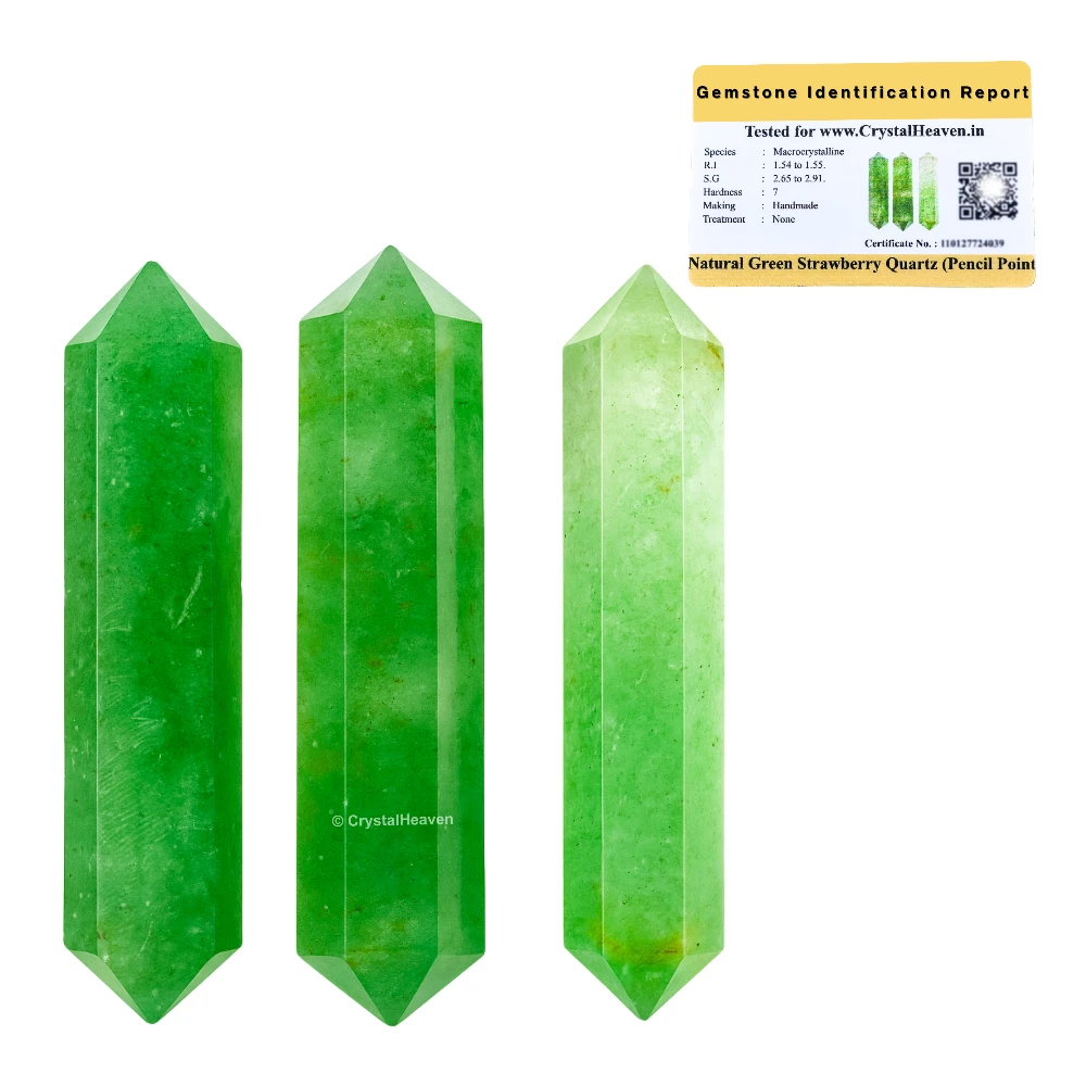 Green Strawberry Quartz Pencil Points (Double Terminated) (Set of 3)