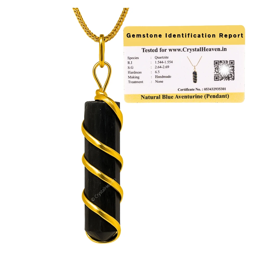 Blue Aventurine Necklace - Spiral Pencil Point (Gold)