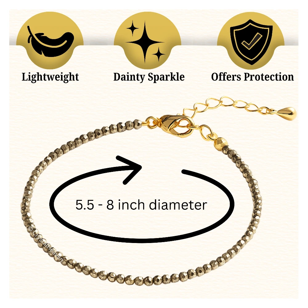 Pyrite Bracelets - 2mm Faceted Beads (Gold)