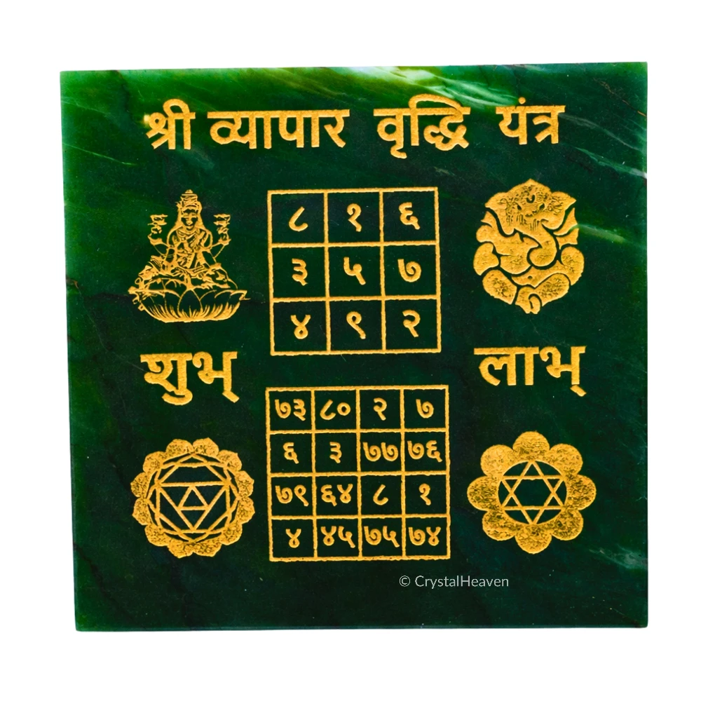 Green Aventurine Plate with Vyapar Vrudhi Yantra