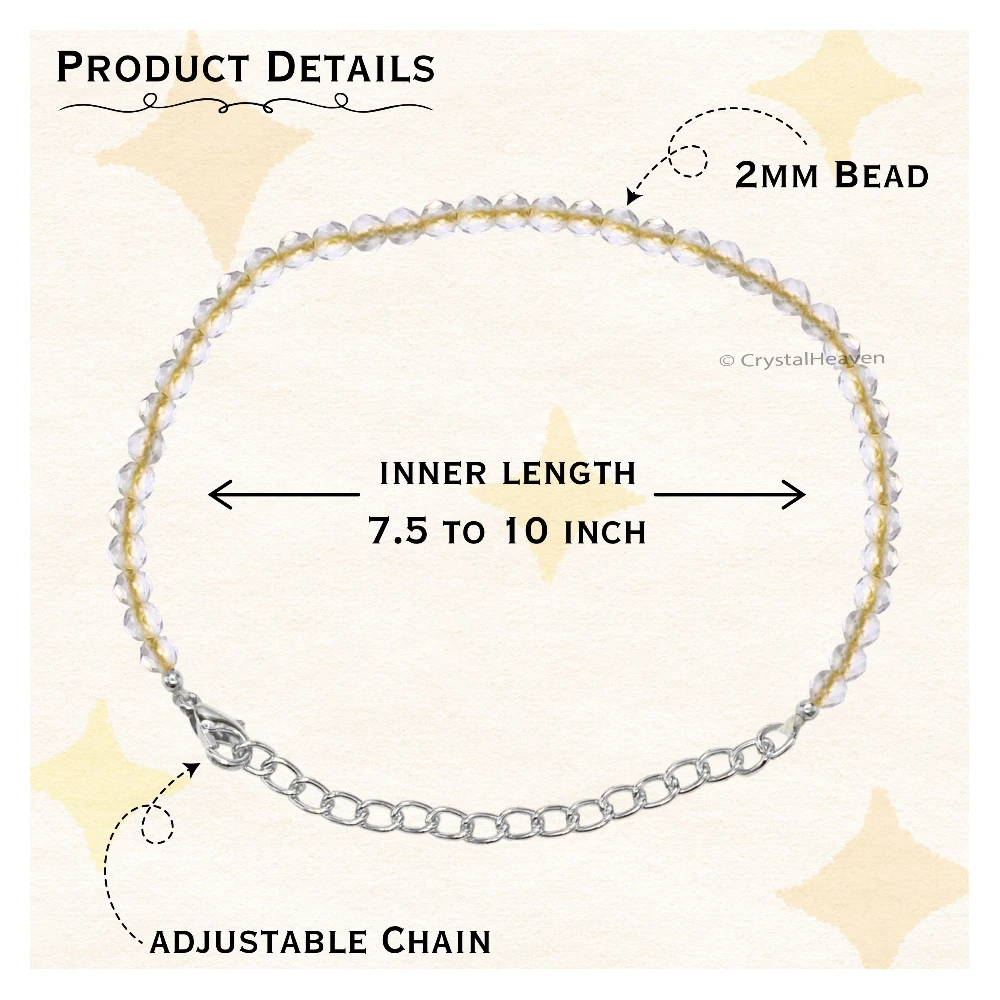Lemon Quartz Bracelets - 2mm Faceted Beads (Silver)