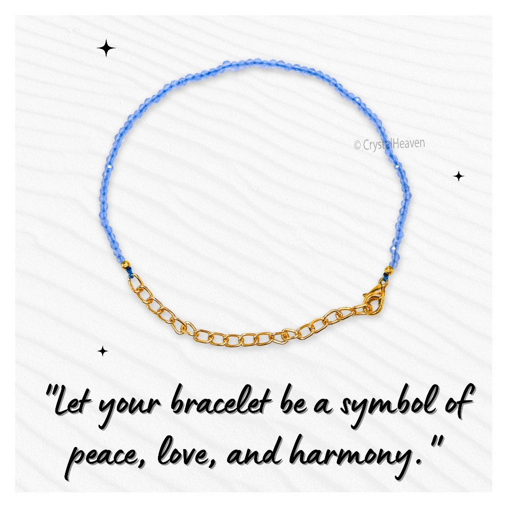 Blue Chalcedony Bracelets - 2mm Faceted Beads (Gold)