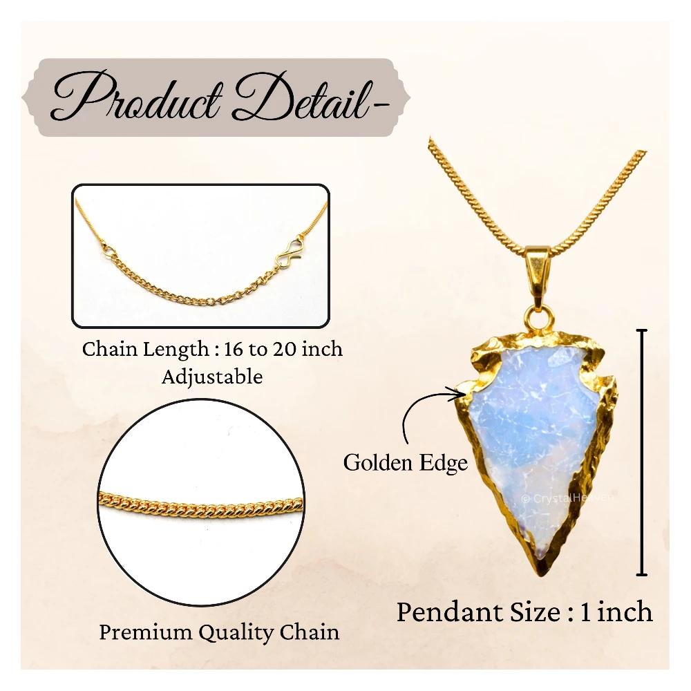 Opalite Arrow Head Pendant - Gold Plated