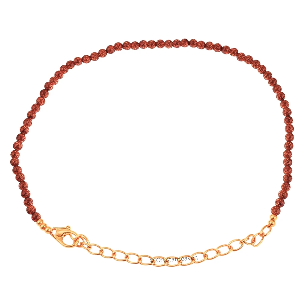 Red Goldstone Bracelets - 2mm Faceted Beads (Gold)