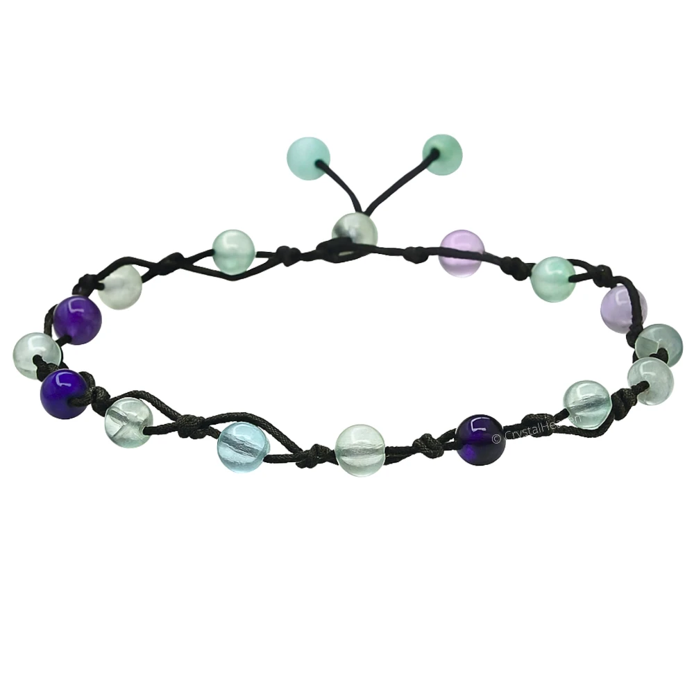 Multi Fluorite  Anklet (Hand Knotted)