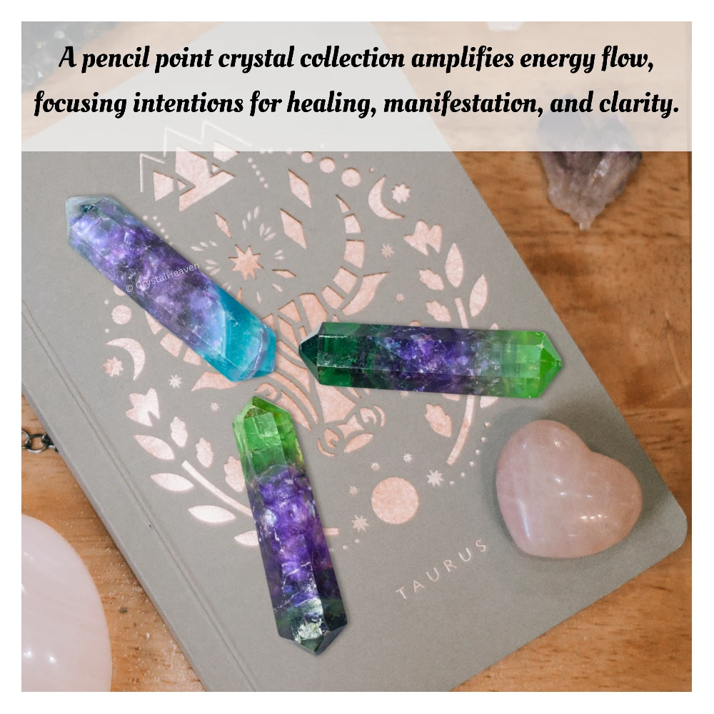 Multi Fluorite Pencil Points (Double Terminated) (Set of 10)