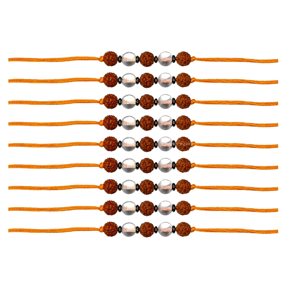 Rudraksha and Sphatik Rakhi for Brother (Set of 10)