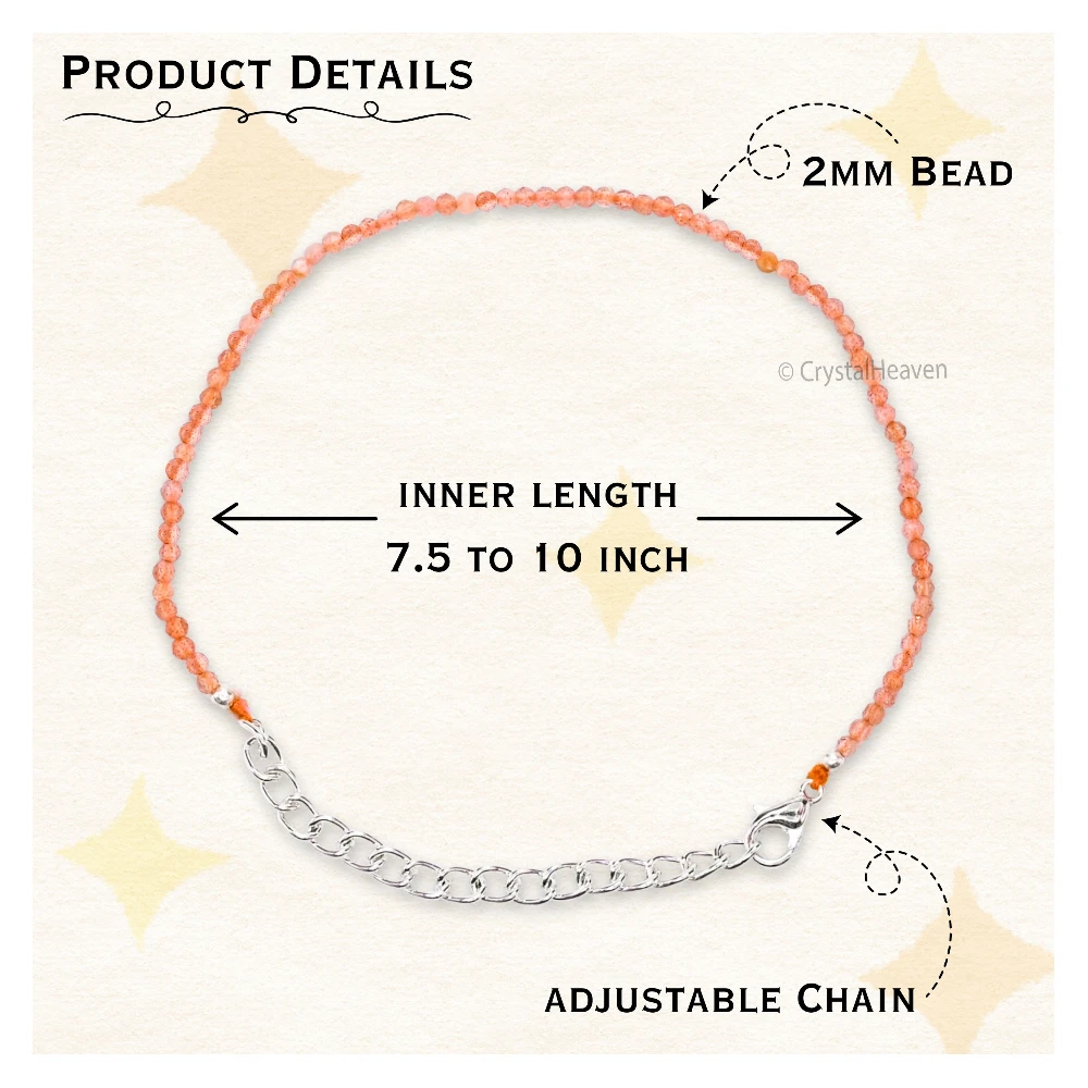 Peach Moonstone Bracelets - 2mm Faceted Beads (Silver)