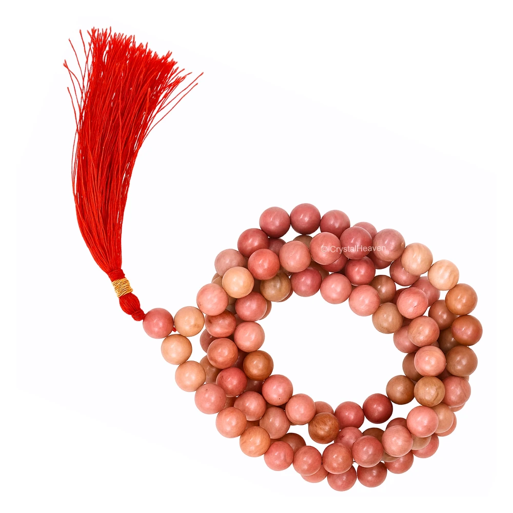 Pink Rhodonite Japa Mala (Without Knot)