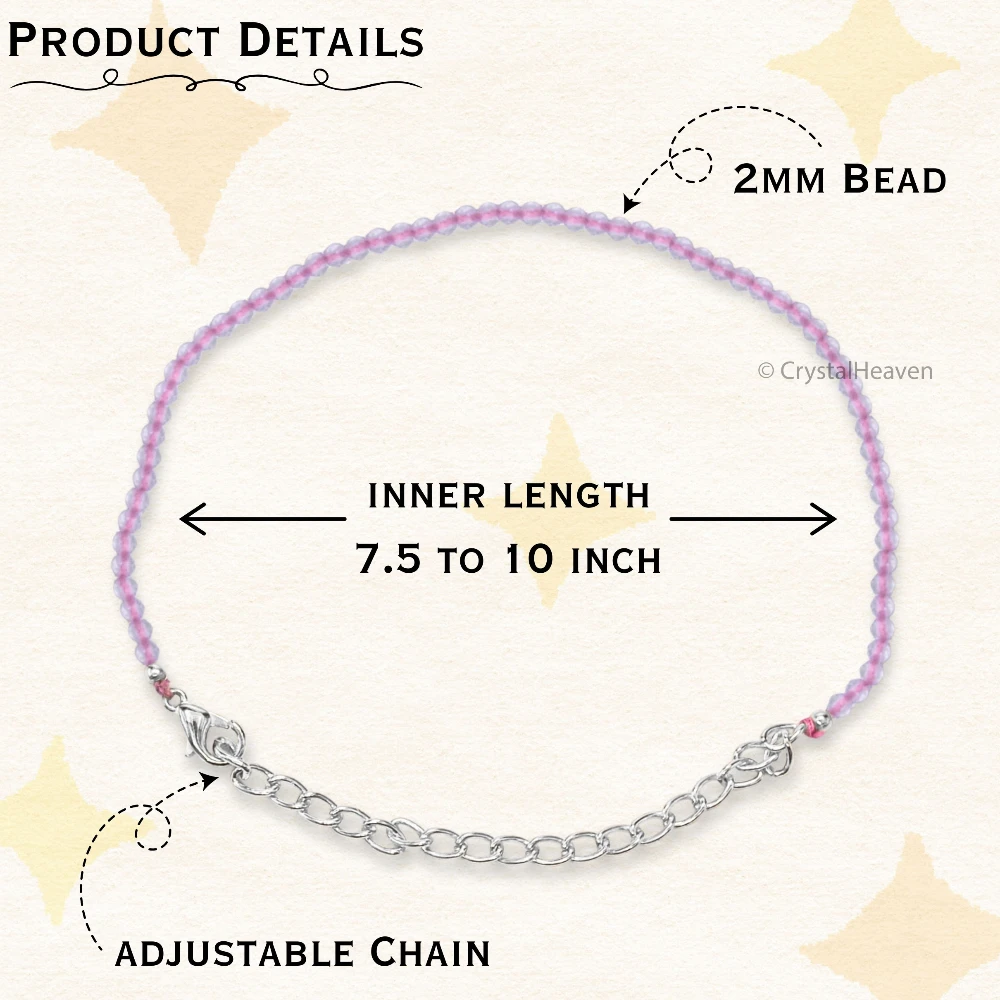 Rose Quartz Bracelets - 2mm Faceted Beads (Silver)