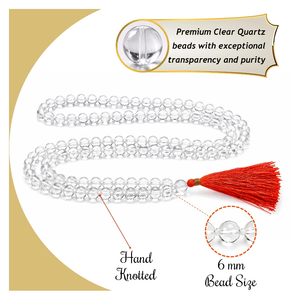 Sphatik Mala - A Grade 108 Beads (6mm) (Hand Knotted)