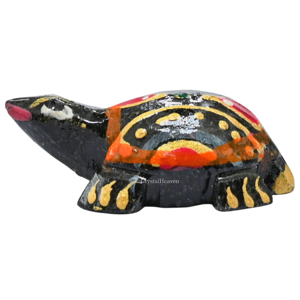 Black Agate Crystal Gemstone Hand Painted Tortoise (1-1.5 Inch)