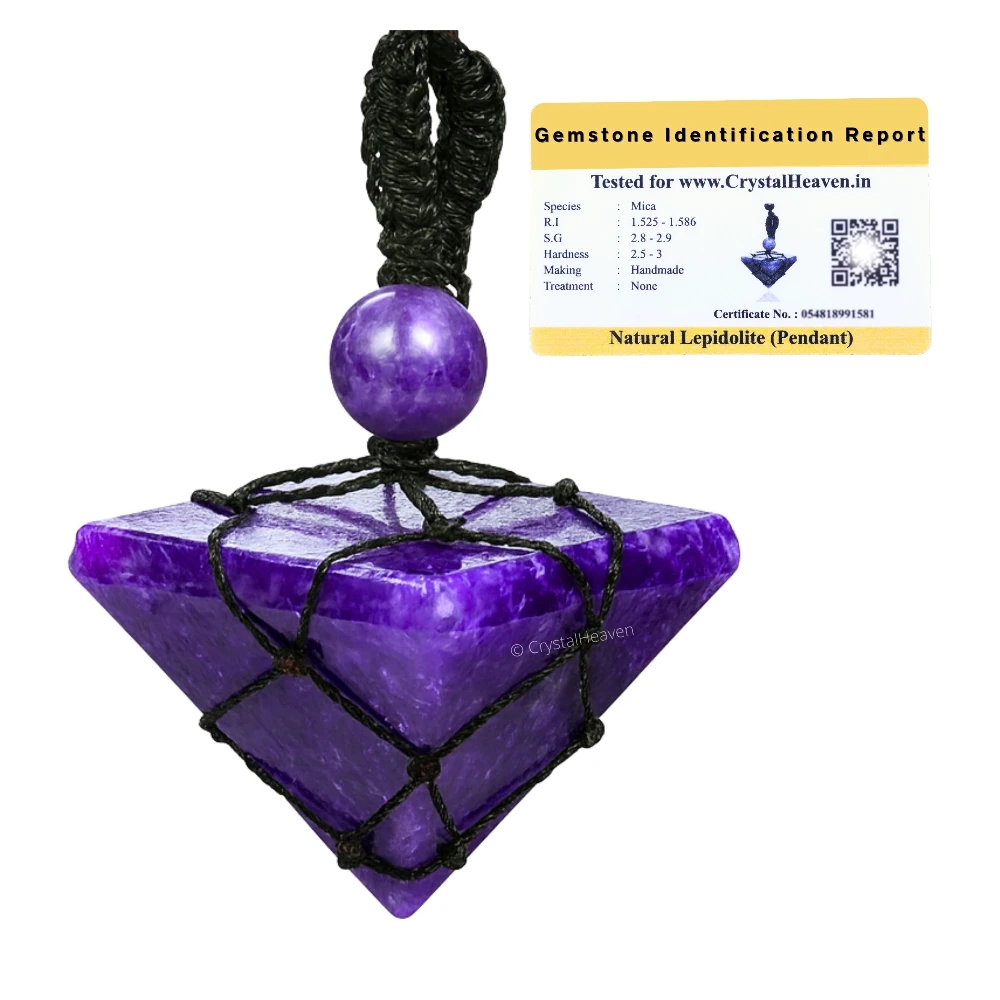 Lepidolite Pyramid Macrame Pendant Necklace