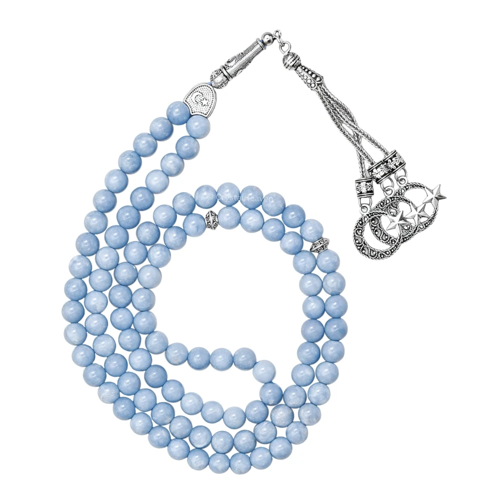 Angelite Crystal Tasbih (Silver)