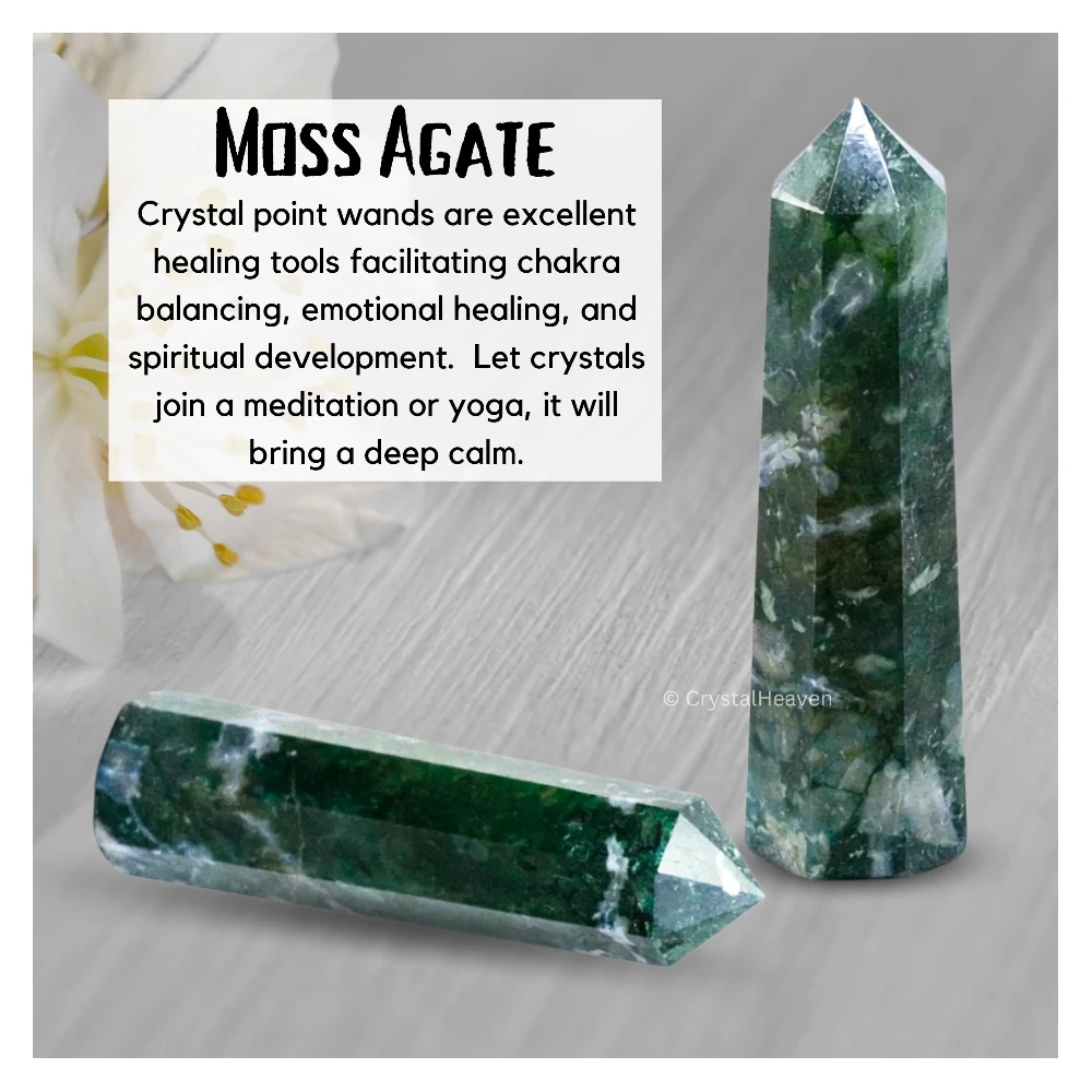 Moss Agate Crystal Tower (3" to 4" inch)