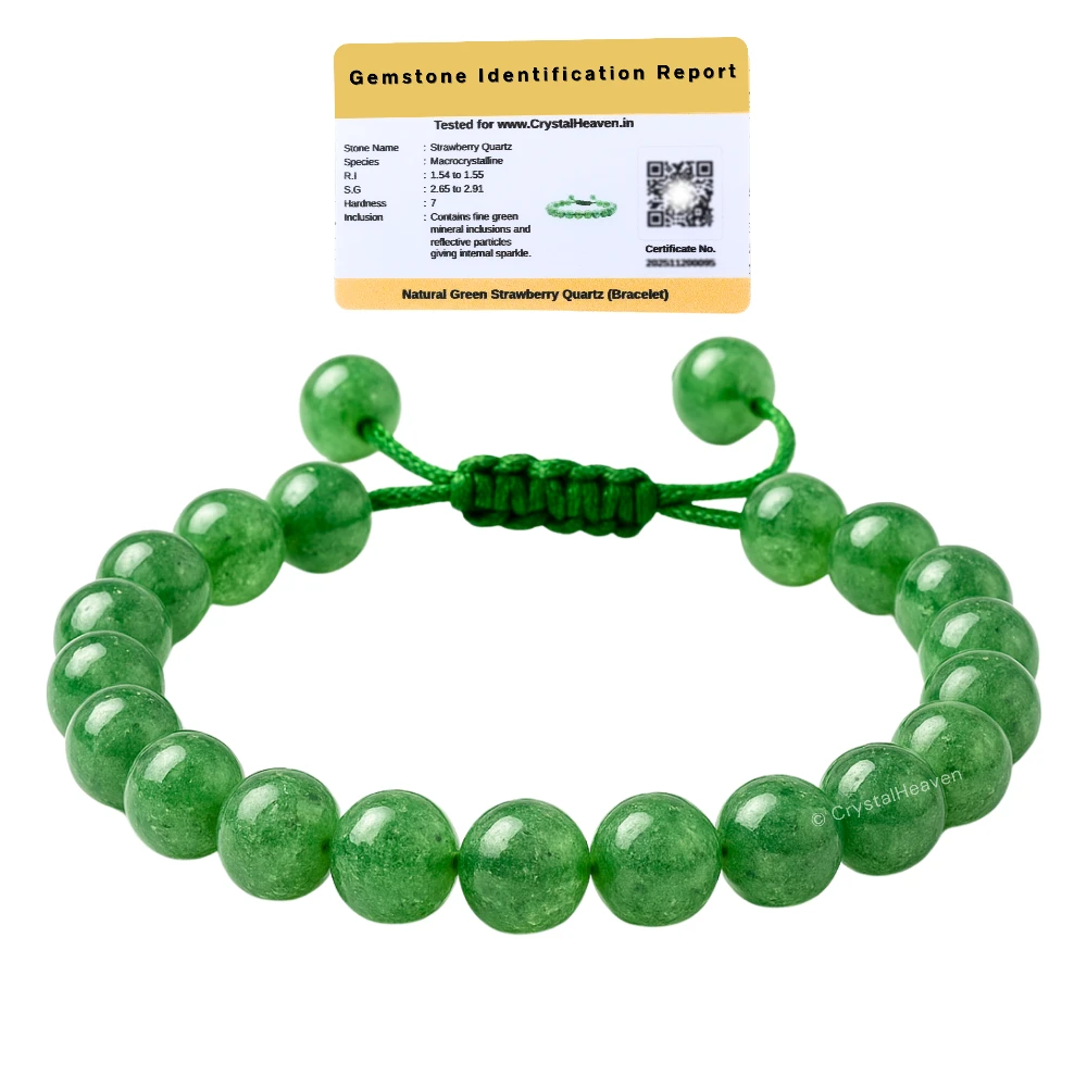 Green Strawberry Quartz Bracelet (Adjustable)