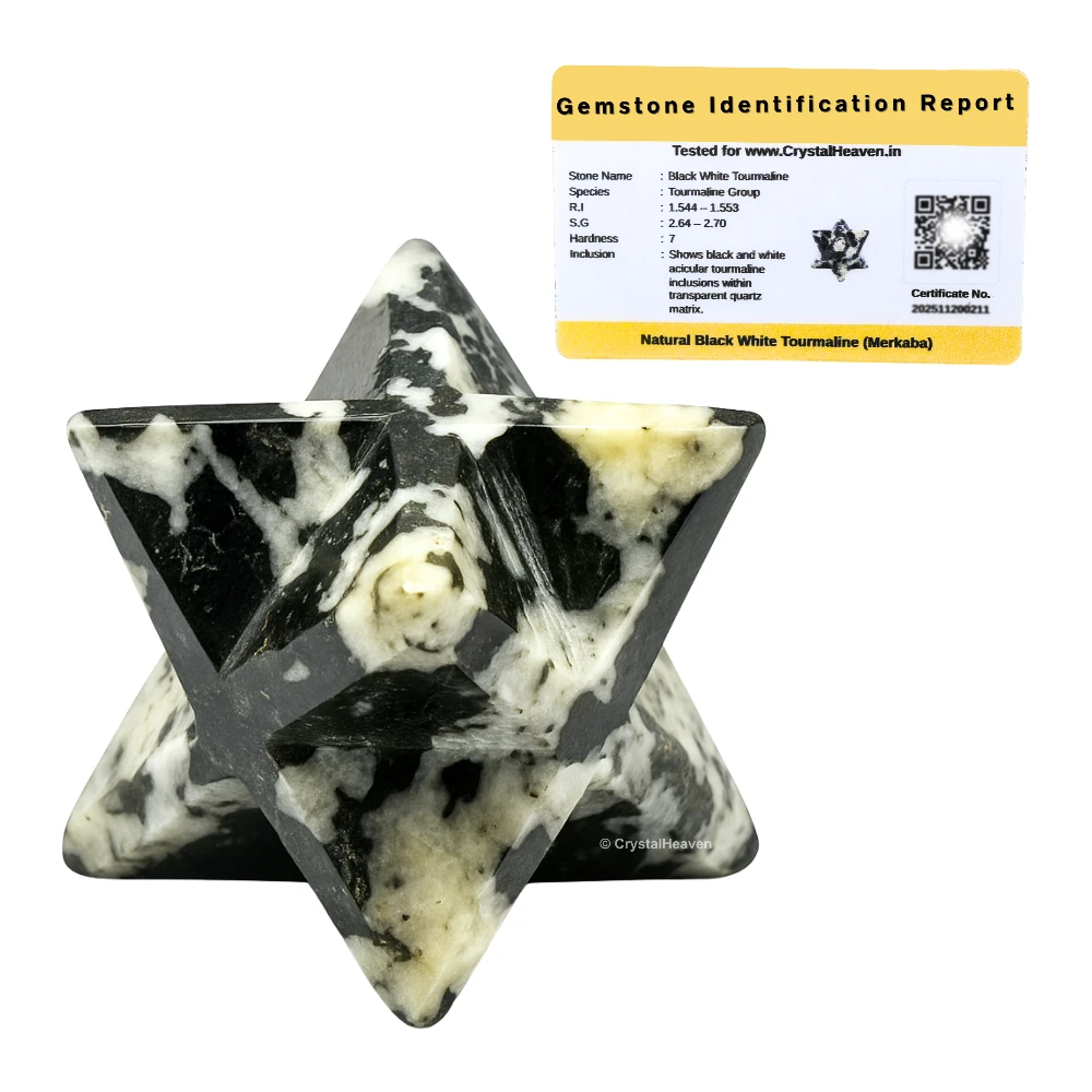 Black & White Tourmaline Crystal Merkaba (15-20 mm)