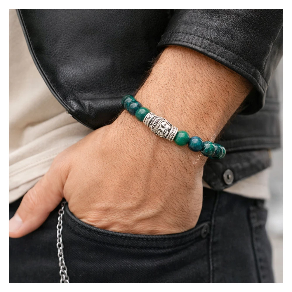 Chrysocolla Lapis Lazuli with Buddha Bracelet (Elastic)