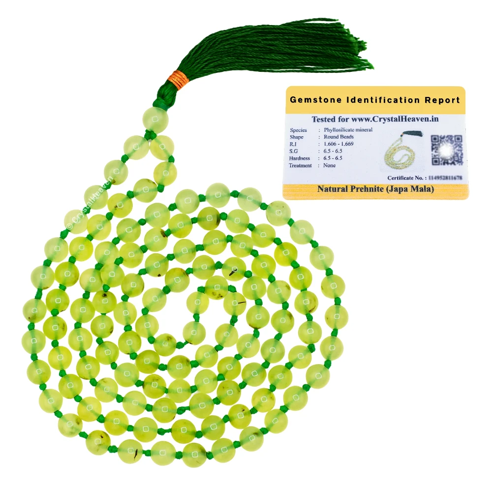 Prehnite Japa Mala (Hand Knotted)