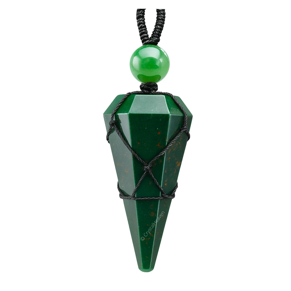 Bloodstone Pendulum Pendant Necklace (Macrame)