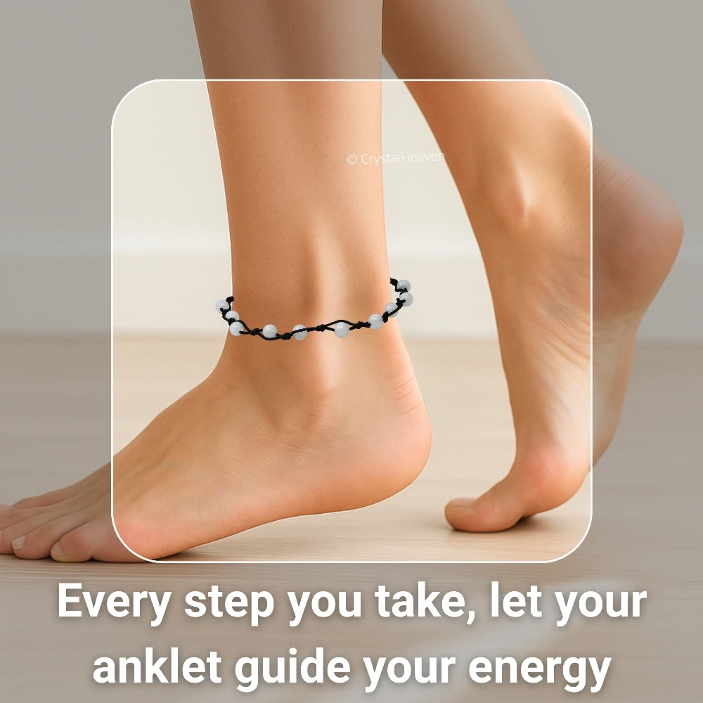 Rainbow Moonstone Anklet (Hand Knotted)
