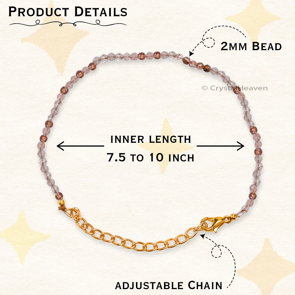 Copper Rutilated Quartz Bracelets - 2mm Faceted Beads (Gold)
