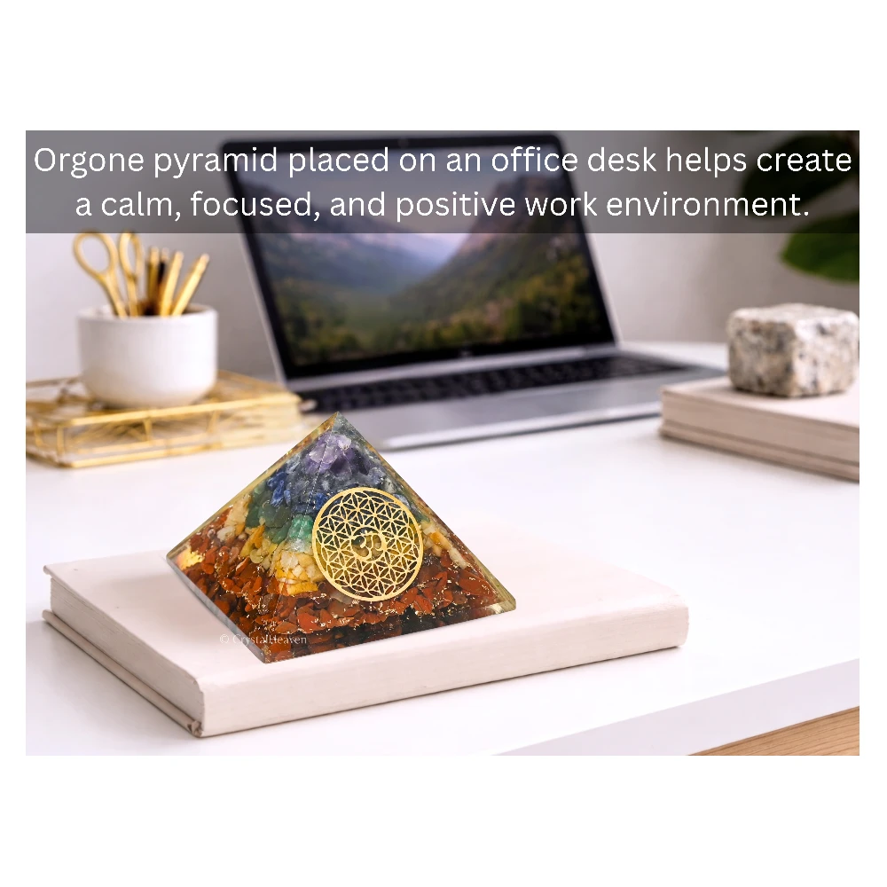 7 Chakra Orgone Pyramid (OM Flower Of Life)