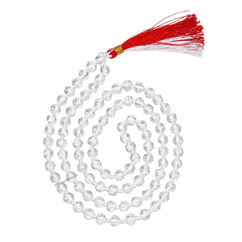 Sphatik Mala - Diamond Cut 108 Beads (6mm) (Hand Knotted)