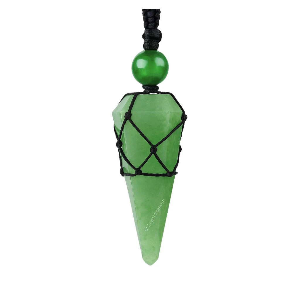 Green Aventurine Pendulum Pendant Necklace (Macrame)