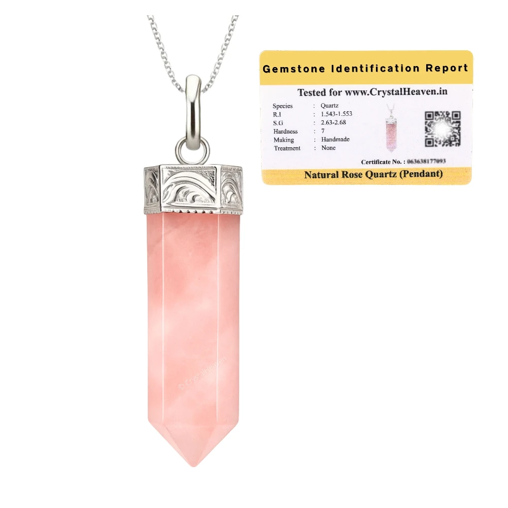 Rose Quartz Necklace - Pencil Point (Silver)