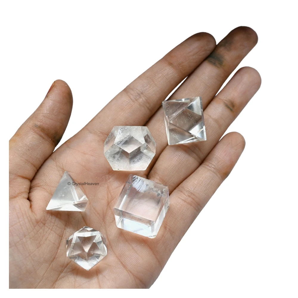 Clear Quartz Platonic Solid - 5 Pcs
