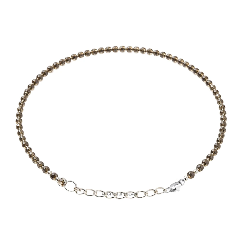 Smoky Quartz Bracelets - 2mm Faceted Beads (Silver)