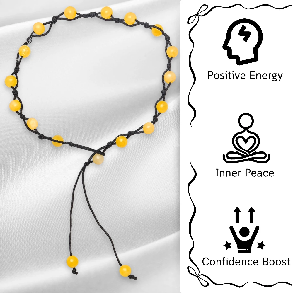 Yellow Calcite Anklet (Hand Knotted)